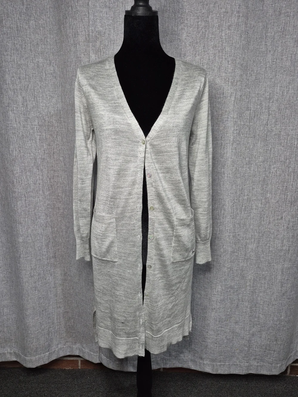 EXPRESS Gray Longline Button Front Cardigan Sweater Size S/P